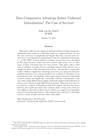 Does Comparative Advantage Induce Unilateral Liberalization? The Case of Services  Erik van der