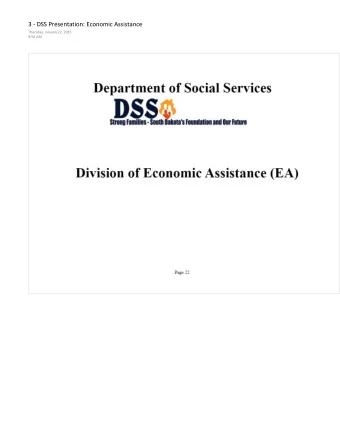 oss ~ Streng Families  Soudl Dalota's Foundation and Our F1ture  Division of Economic Assistance