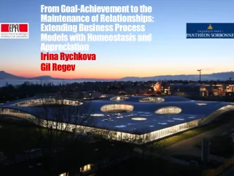 FromGoal-Achievement to the  Maintenance of Relationships:  ExtendingBusiness Process