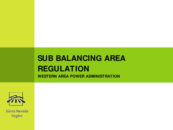 sub balancing area regulation