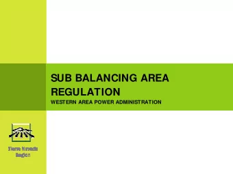 SUB BALANCING AREA  REGULATION  WESTERN AREA POWER ADMINISTRATION  SUB BALANCING AREA  REGULATION