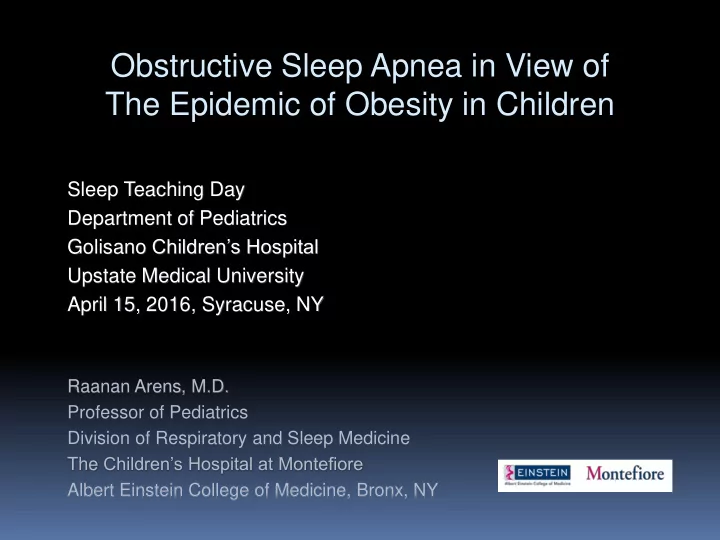obstructive sleep apnea in view of
