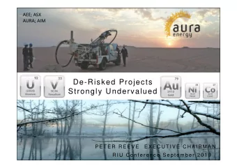De-Risked Projects  Strongly Undervalued  P E T E R  R E E V E   E X E C U T I V E  C H A I R M A N
