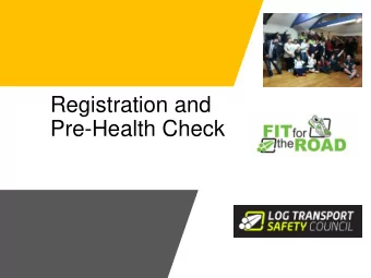 Pre-Health Check  Today  Introductions  Programme Outline  Fatigue presentation