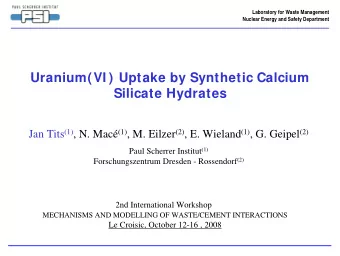 Uranium(VI ) Uptake by Synthetic Calcium  Silicate Hydrates Jan Tits (1) , N. Mac (1) , M. Eilzer