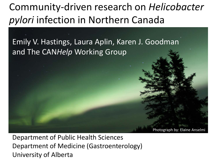 community driven research on helicobacter pylori