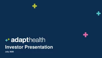 Investor Presentation  July 2020  Disclaimer  Disclaimers and Other Important Information This