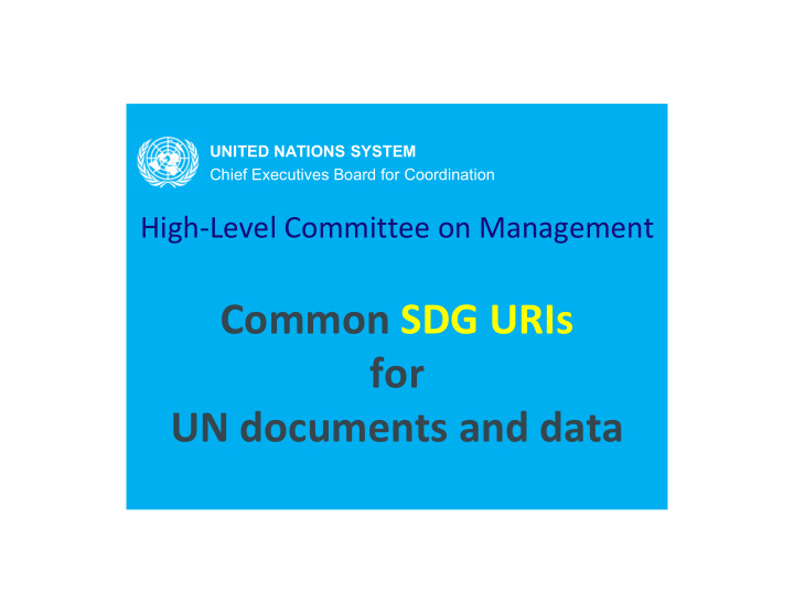 common sdg uris for un documents and data