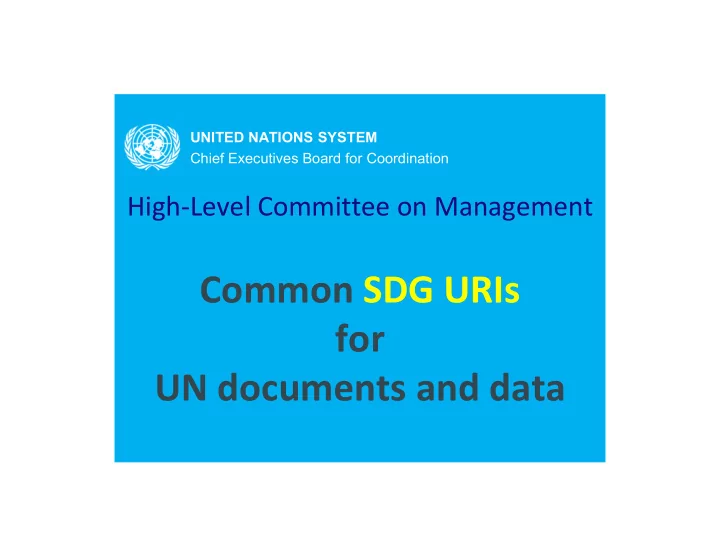common sdg uris for un documents and data