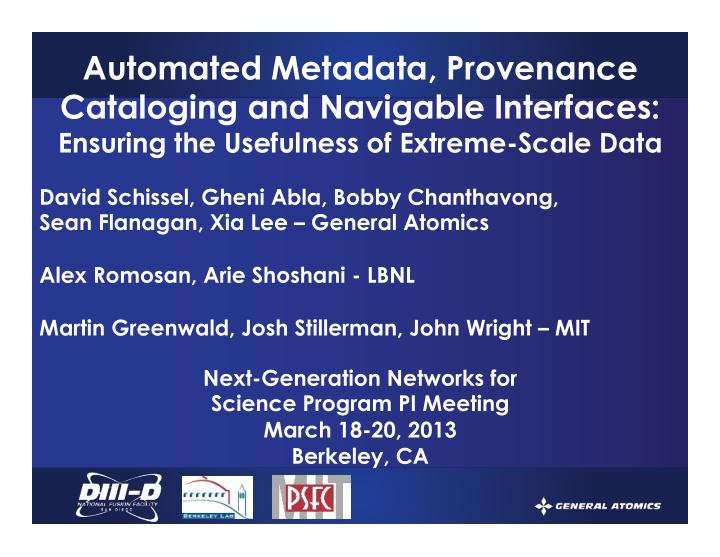 automated metadata provenance cataloging and navigable