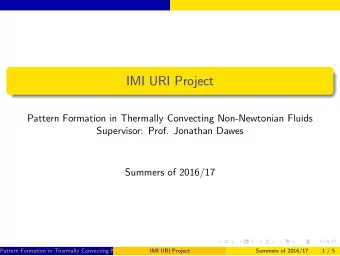 IMI URI Project  Pattern Formation in Thermally Convecting Non-Newtonian Fluids  Supervisor: Prof.