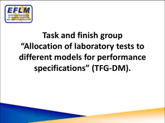 Task and finish group  Allocation of laboratory tests to  different models for performance
