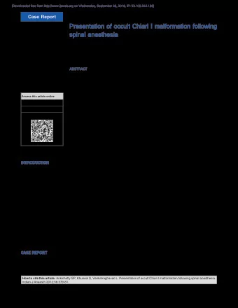Presentation of occult Chiari I malformation following  spinal anesthesia Address for