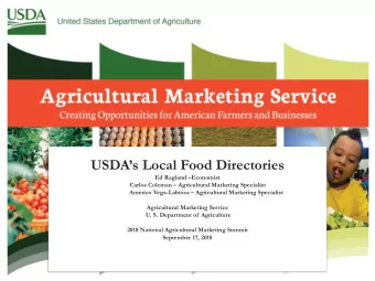USDAs Local Food Directories  Ed Ragland Economist  Carlos Coleman  Agricultural Marketing