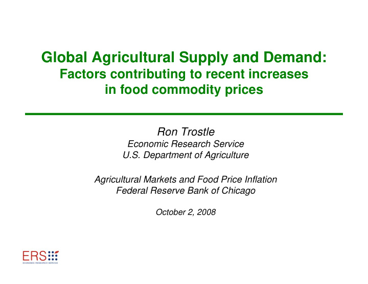 global agricultural supply and demand