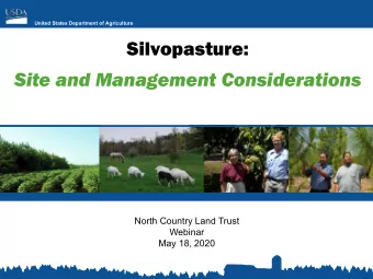 Silvopasture:  Site and Management Considerations  North Country Land Trust  Webinar  May 18, 2020