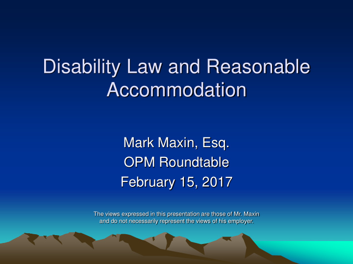 disability law and reasonable accommodation