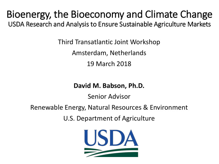 bioenergy th the bioeconomy and climate change