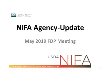 NIFA Agency-Update  May 2019 FDP Meeting  1   Matching Requirements  A   Indirect Cost