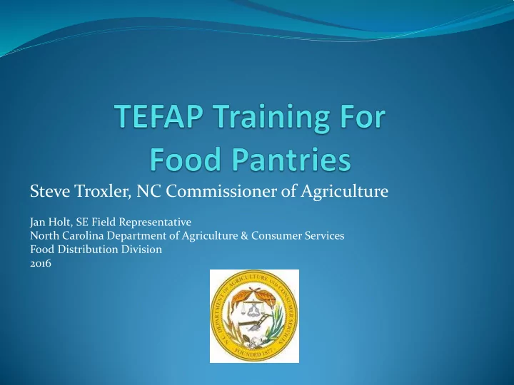 steve troxler nc commissioner of agriculture