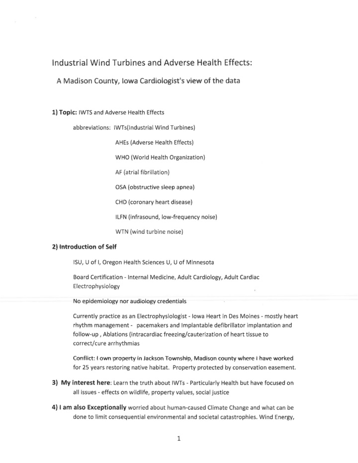 industrial wind turbines and adverse health effects