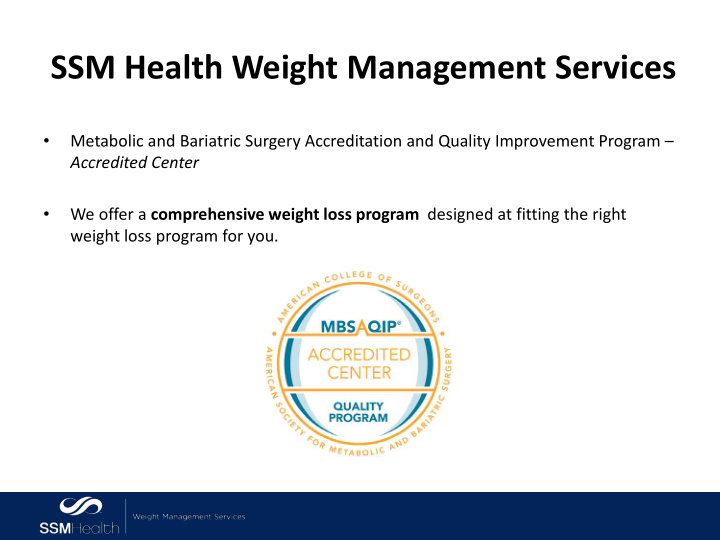 ssm health weight management services