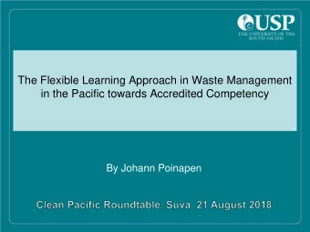 The Flexible Learning Approach in Waste Management  in the Pacific towards Accredited Competency