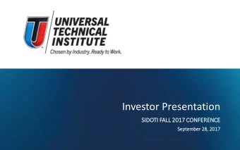 Investor Presentation  SIDO  IDOTI  TI FALL  LL 2017  2017 CONFER  ERENCE  Sep  September 28, 2017