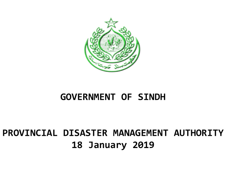 government of sindh provincial disaster management