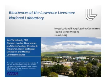 Investigational Drug Steering Committee Team Science Meeting 11 Jan, 2013 11 Jan, 2013 This work