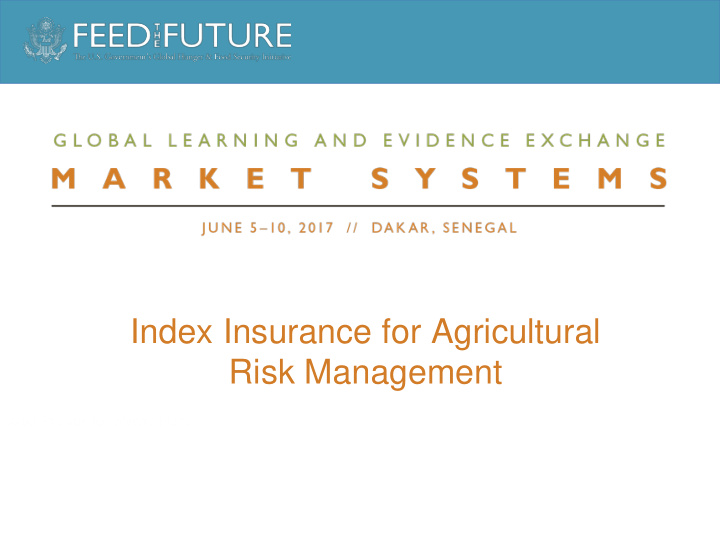 index insurance for agricultural risk management