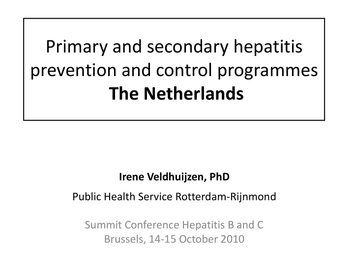 primary and secondary hepatitis