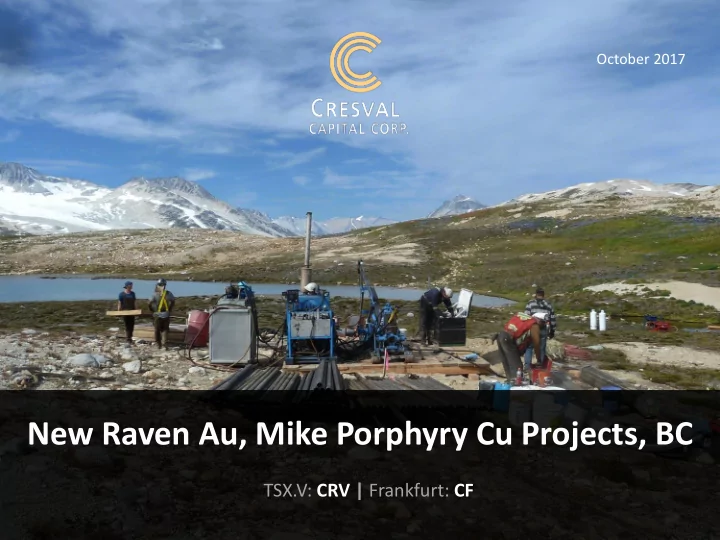 new raven au mike porphyry cu projects bc