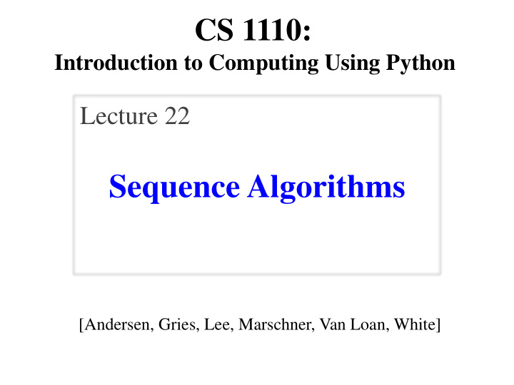 sequence algorithms