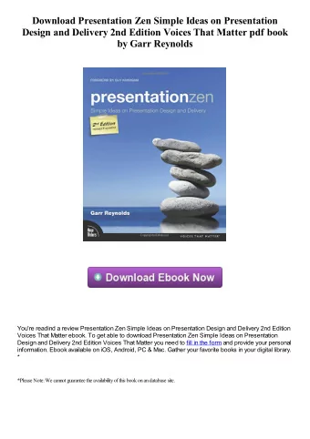 Download Presentation Zen Simple Ideas on Presentation  Design and Delivery 2nd Edition Voices That