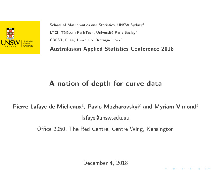 a notion of depth for curve data