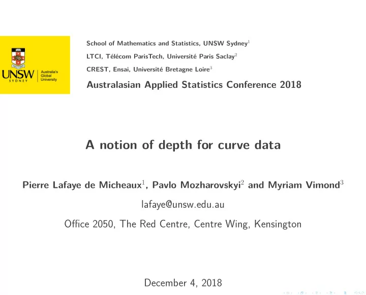 a notion of depth for curve data