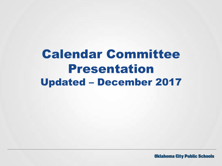 calendar committee presentation