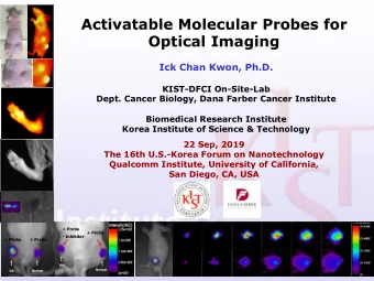 Activatable Molecular Probes for  Optical Imaging  Ick Chan Kwon, Ph.D.  KIST-DFCI On-Site-Lab