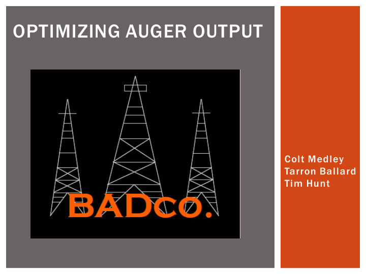 optimizing auger output