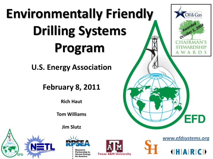 environmentally friendly drilling systems program