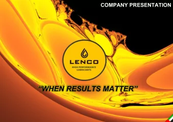 WHEN RESULTS MATTER  Confidential  1  COMPANY PRESENTATION  LENCO - HIGH PERFORMANCE