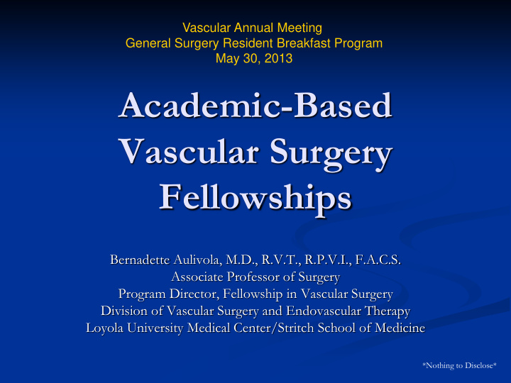 academic based vascular surgery fellowships