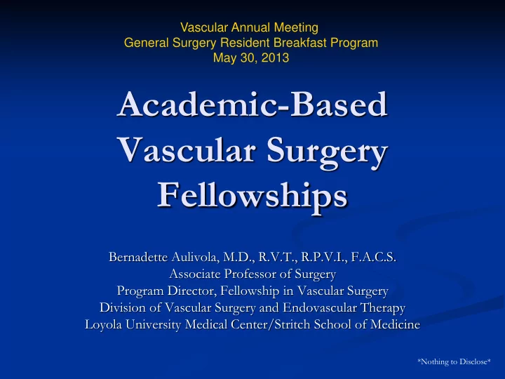 academic based vascular surgery fellowships