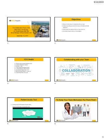 9/13/2019  Objectives  Discuss the importance of collaborating with your team  Analyze why