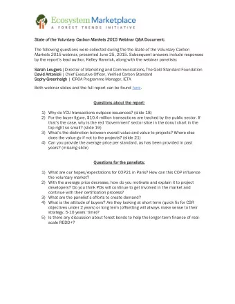 St  State of th  e of the V  e Volun  oluntary Ca  y Carbon  on Ma  Market  kets 2  s 201 015 Web