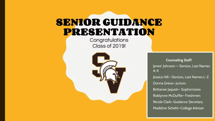 senior guidance presentation