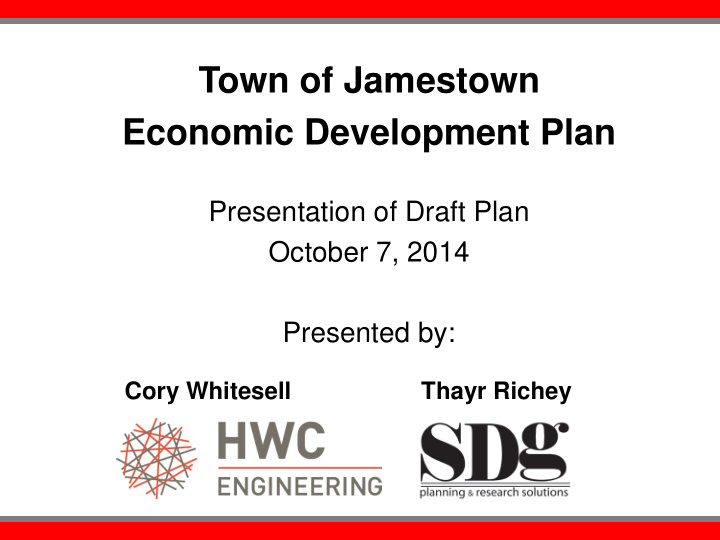 town of jamestown economic development plan