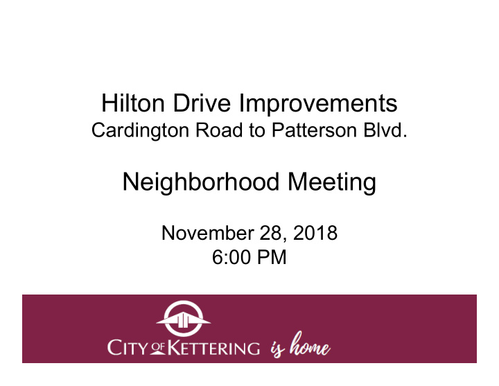 hilton drive improvements