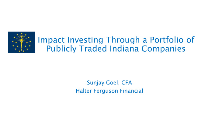 impact investing through a portfolio of publicly traded